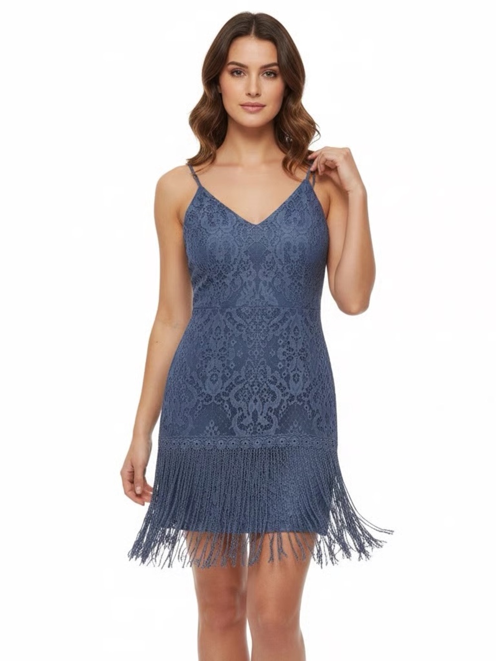 Two Sisters Lace Fringe Slip Dress
